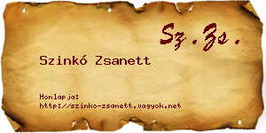 Szinkó Zsanett névjegykártya